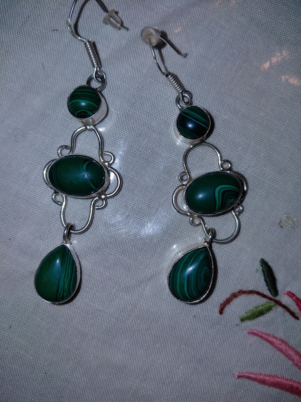 Green Malachite Drop Dangle Earrings - Women Jewelry